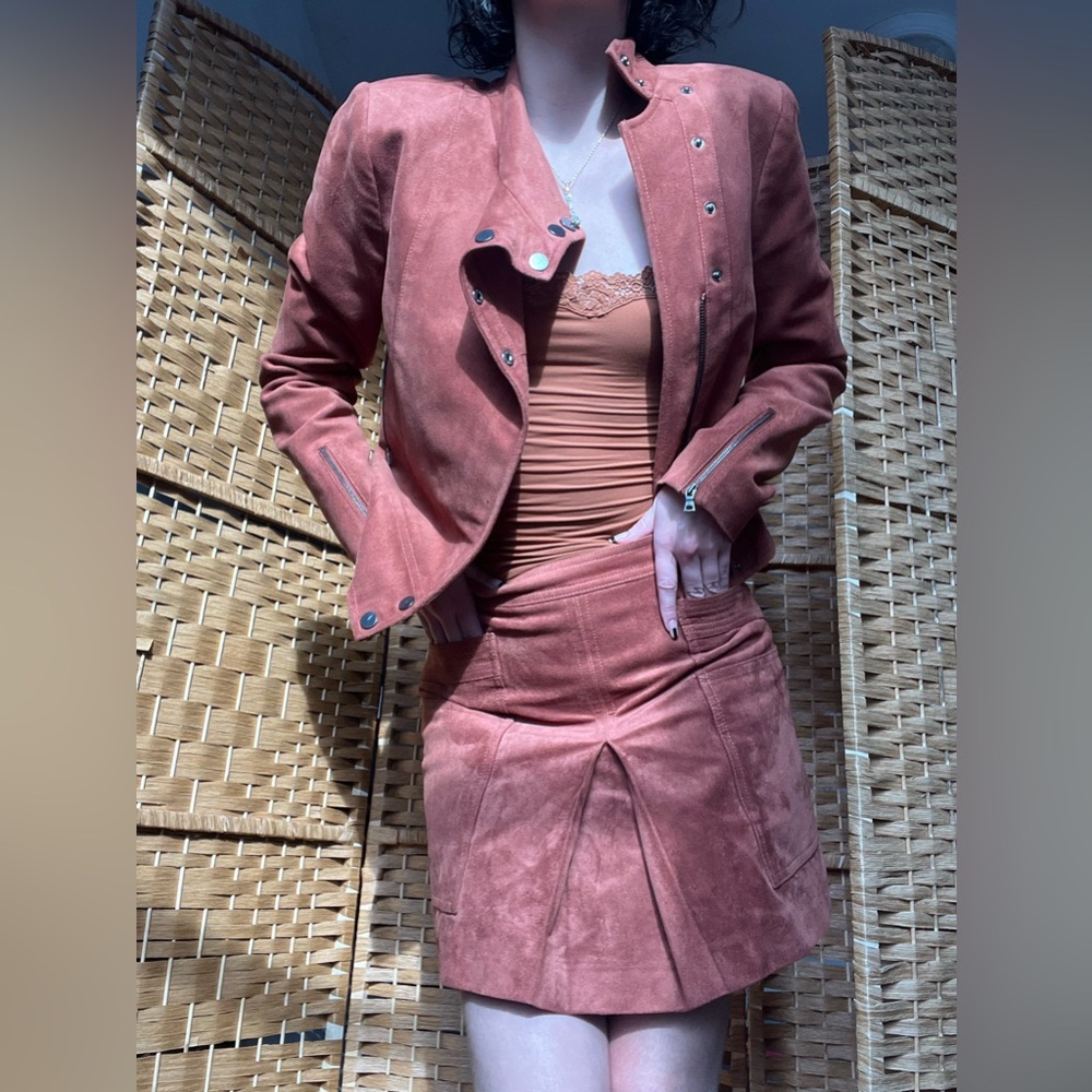 Burnt Orange Suede Suit Set